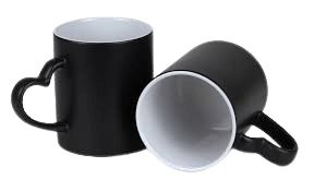 Caneca Porcelana Mágica Preto Fosco com Alça de Coração 325ml